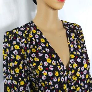MADEWELL Loose Floral Wrap Waist Tie Blouse NWT Sz S